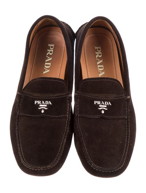 prada loafers brown|Prada suede loafer.